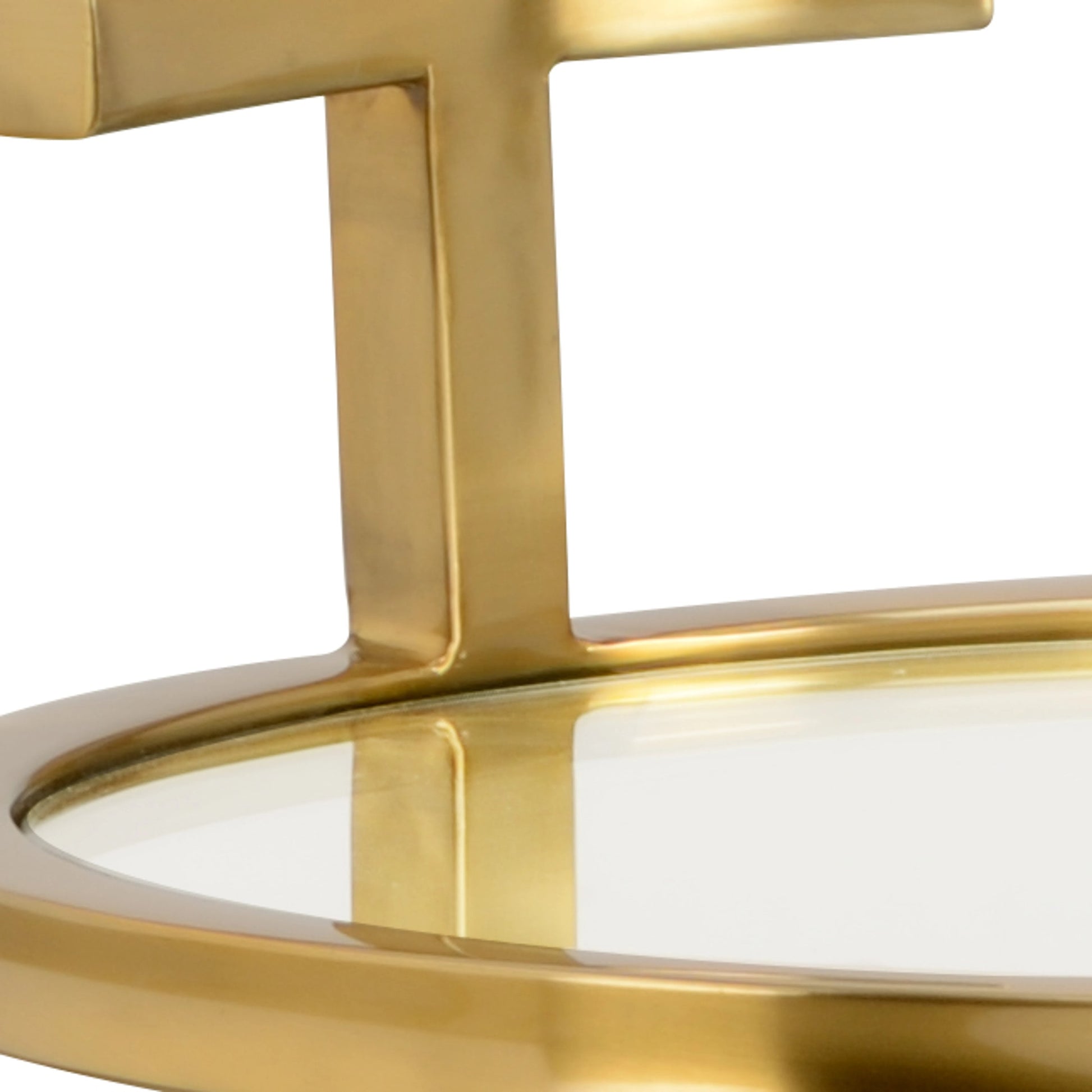 Elsie Table by Wildwood in antique brass, clear. Made from steel in a transitional style.