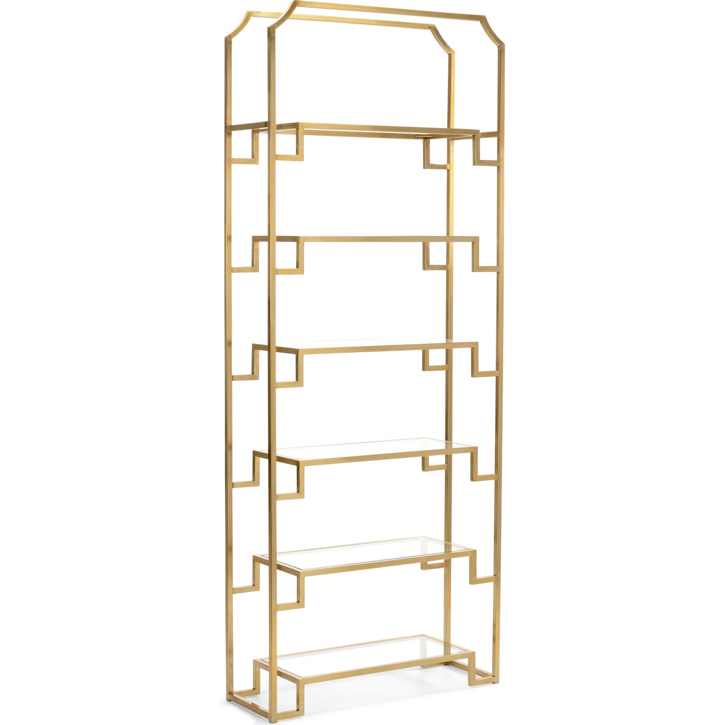 000 SR-385568 | Primary Silo | Hampton Shelf Unit by Wildwood in antique brass, clear. Made from metal in a transitional style.