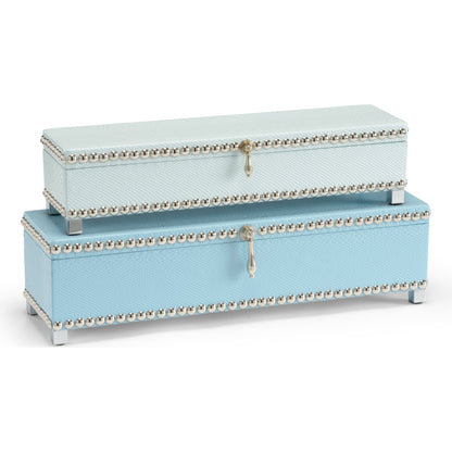 Treasure Boxes by Wildwood. Made from faux cobra skin, metal in a transitional style.