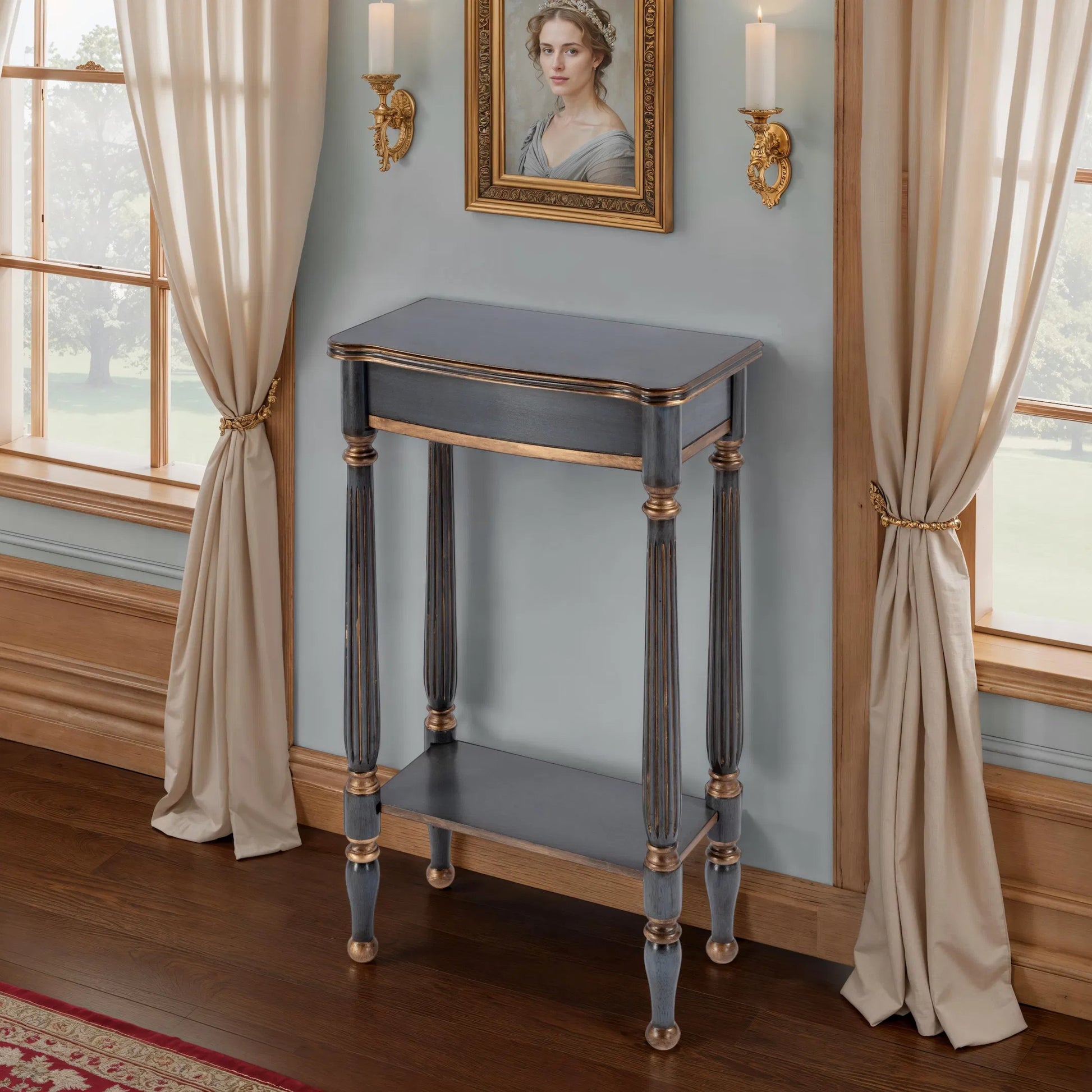 Whitney Console Table by Butler Specialty Company. Made from rubberwood, cherry veneer, mdf in a unique style.