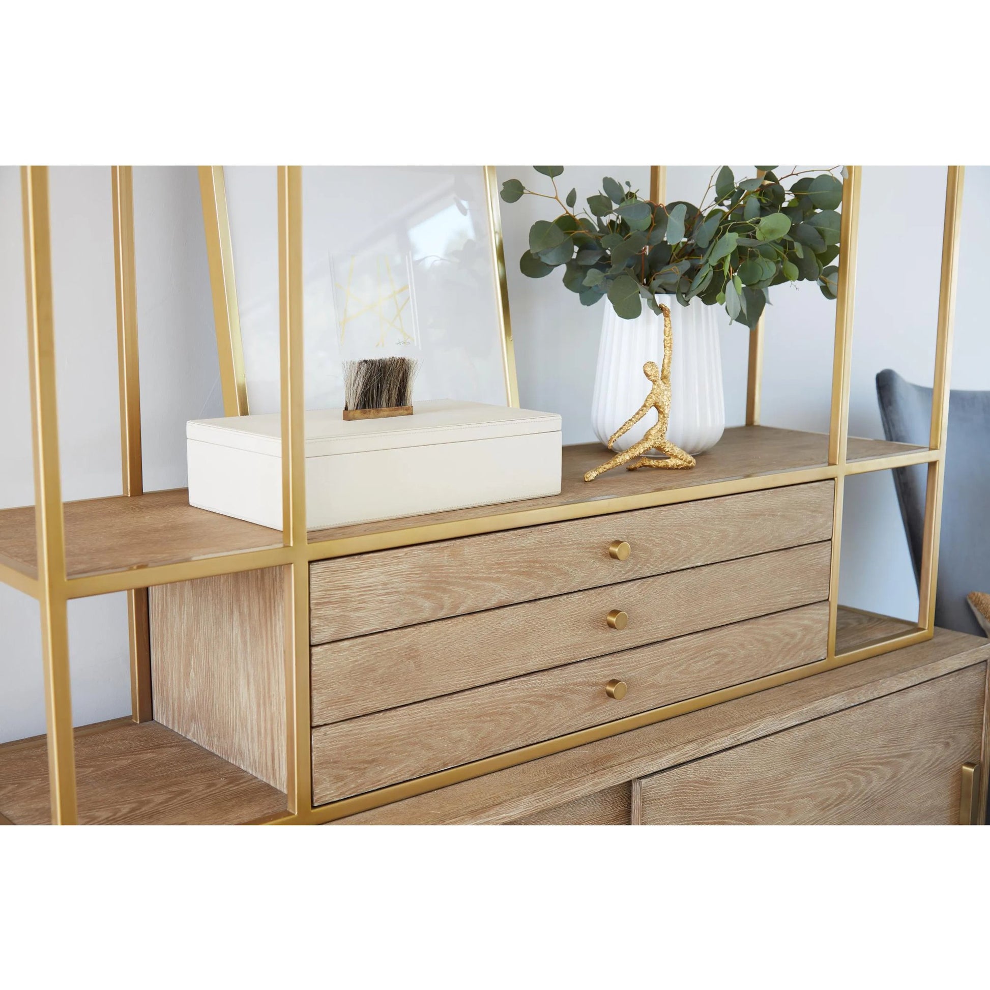 Harrington Box by Global Views. Made from mdf, brass, horse hair, leather cladding in a traditional style.