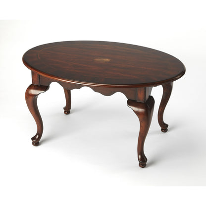 Grace Oval Cocktail Table by Butler Specialty Company. Made from rubberwood solids, mdf, cherry, maple, walnut veneers in a traditional style.