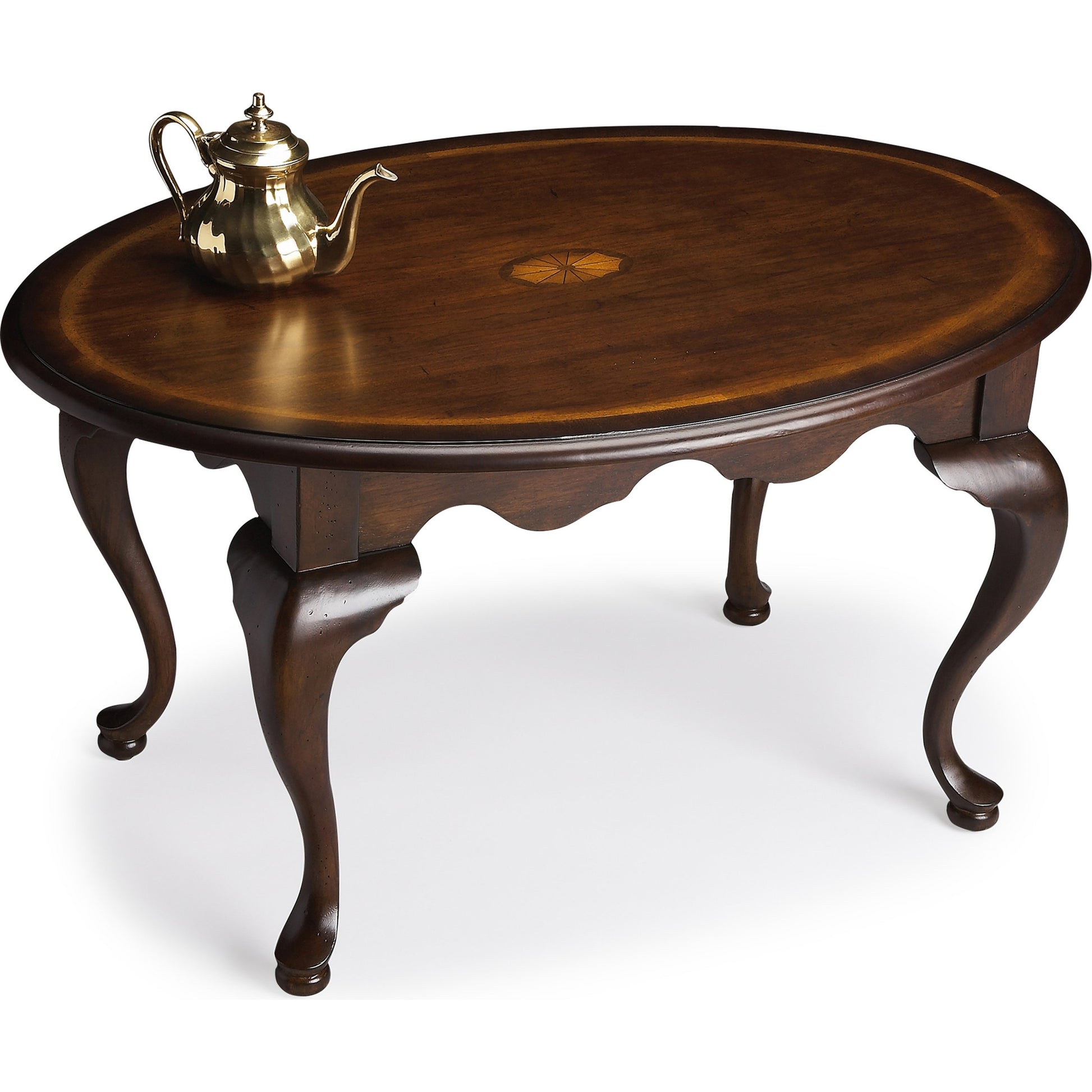 Grace Oval Cocktail Table by Butler Specialty Company. Made from rubberwood solids, mdf, cherry, maple, walnut veneers in a traditional style.