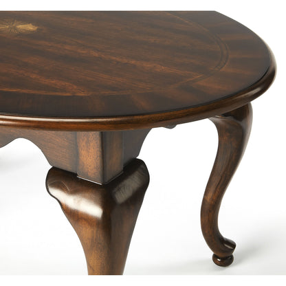 Grace Oval Cocktail Table by Butler Specialty Company. Made from rubberwood solids, mdf, cherry, maple, walnut veneers in a traditional style.