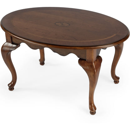 Grace Oval Cocktail Table by Butler Specialty Company. Made from rubberwood solids, mdf, cherry, maple, walnut veneers in a traditional style.