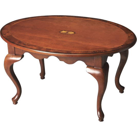 Grace Oval Cocktail Table by Butler Specialty Company. Made from rubberwood solids, mdf, cherry, maple, walnut veneers in a traditional style.