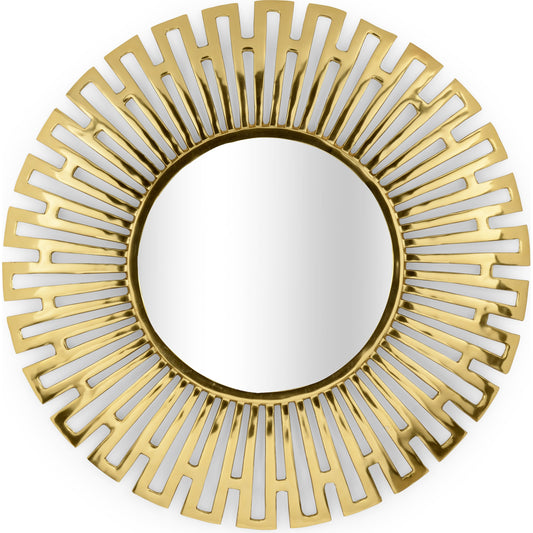Clio Mirror by Wildwood in gold. Made from iron in a transitional style.