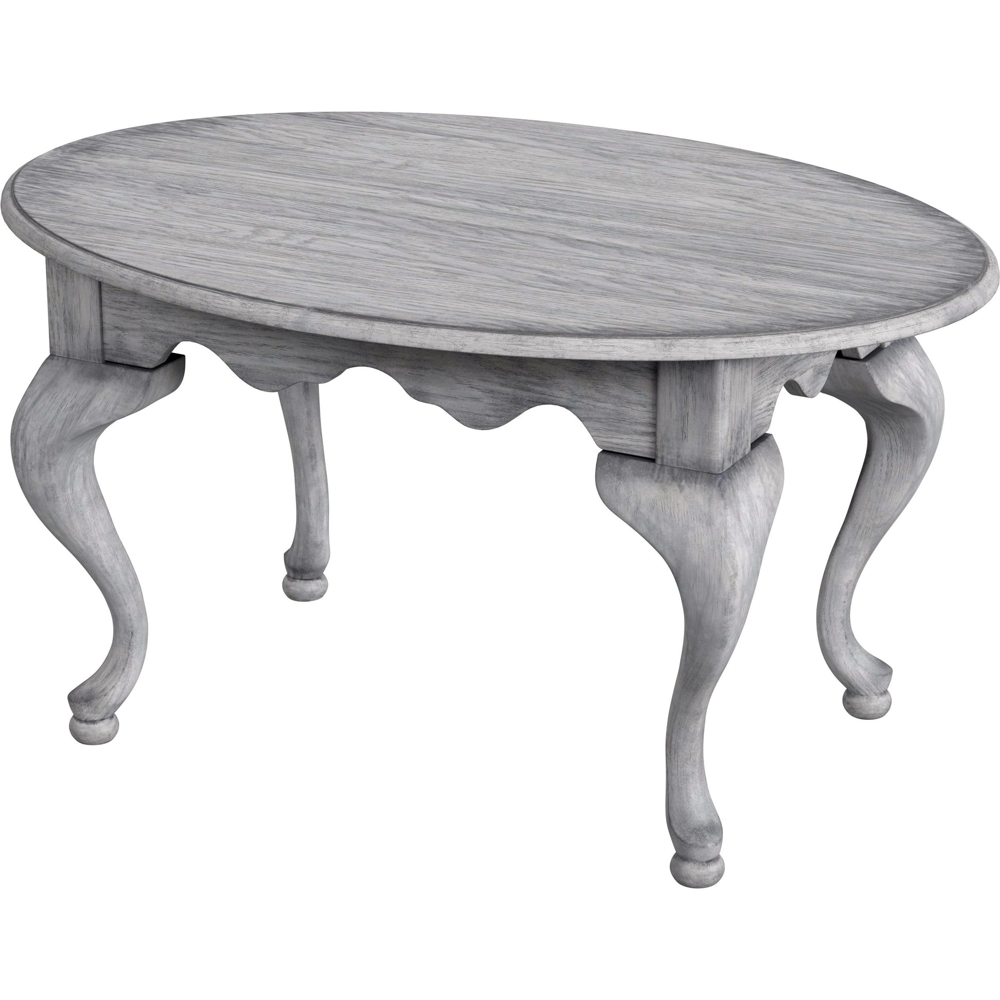 Grace Oval Coffee Table by Butler Specialty Company in gray and powder gray. Made from rubberwood solids, mdf, cherry, maple and walnut veneers in a traditional style.