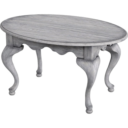 Grace Oval Coffee Table by Butler Specialty Company in gray and powder gray. Made from rubberwood solids, mdf, cherry, maple and walnut veneers in a traditional style.