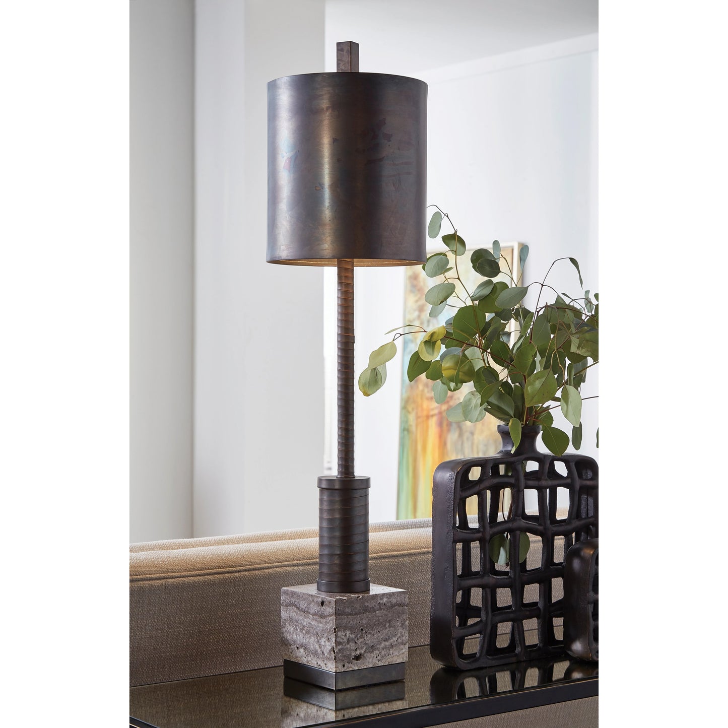 009 SR-386721 | Lifestyle | Xavier Urn by Wildwood in bronze. Made from aluminum in a modern style.