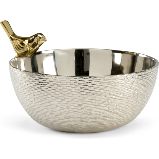 Chirp Bowl by Wildwood in silver, gold. Made from aluminum in a transitional style.