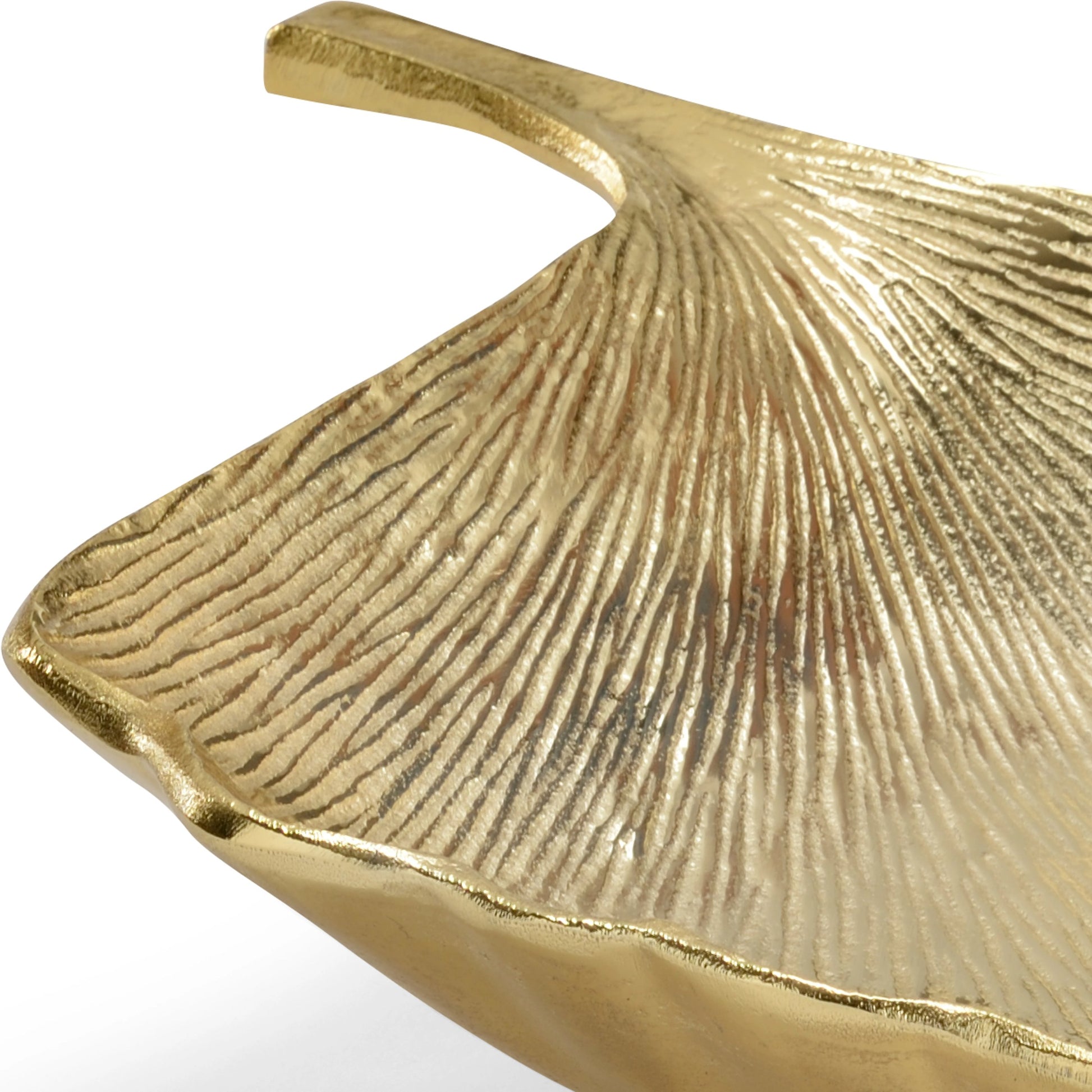 Ginkgo Tray by Wildwood in brass plated. Made from aluminum in a transitional style.