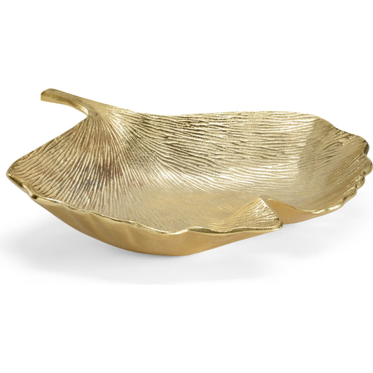 Ginkgo Tray by Wildwood in gold. Made from aluminum in a transitional style.