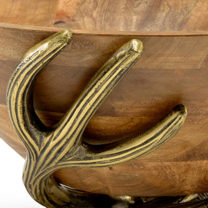 Highlands Bowl by Wildwood in russet, antique brass. Made from wood in a rustic style.