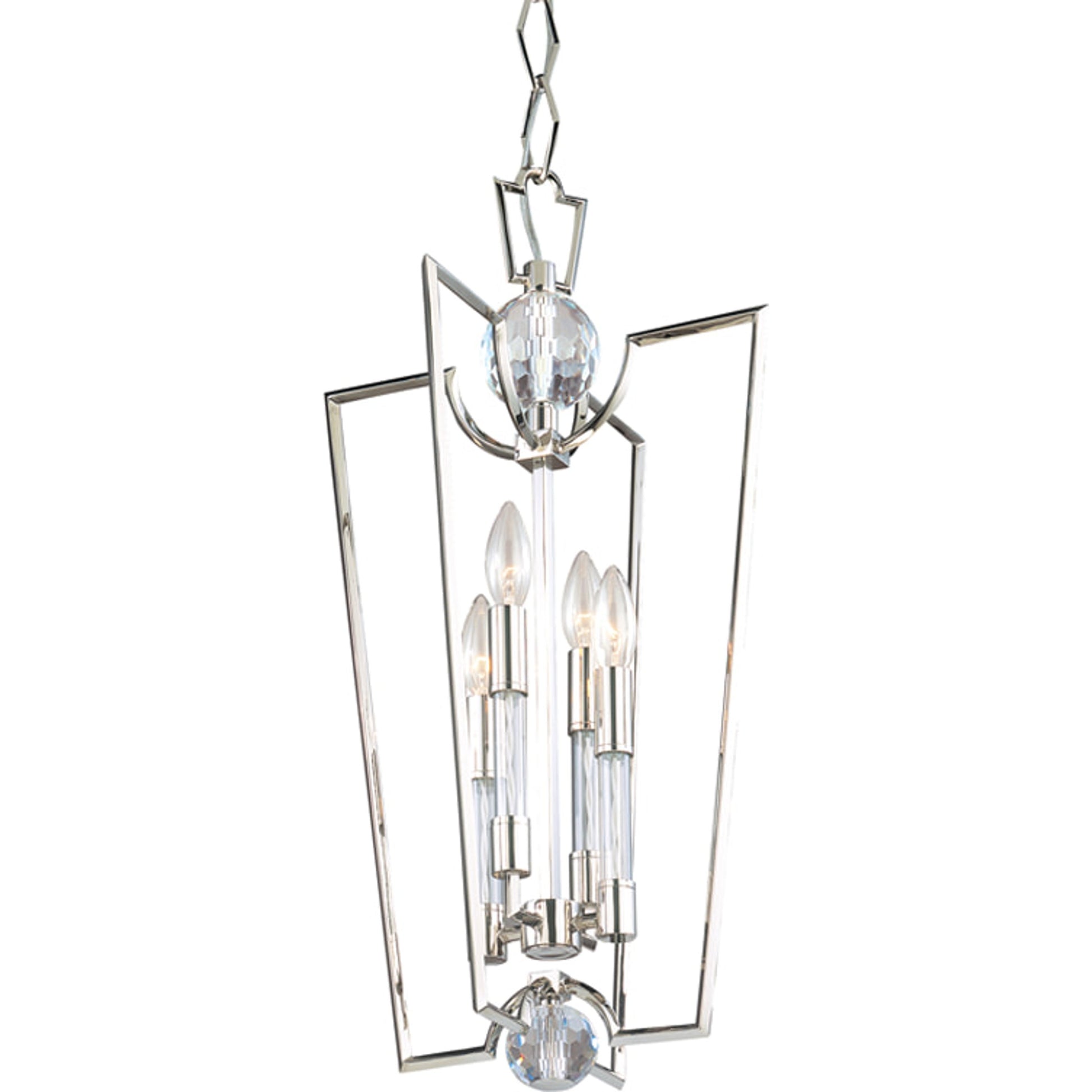 Waterloo Pendant by Hudson Valley in polished nickel. Made from steel in a transitional style.