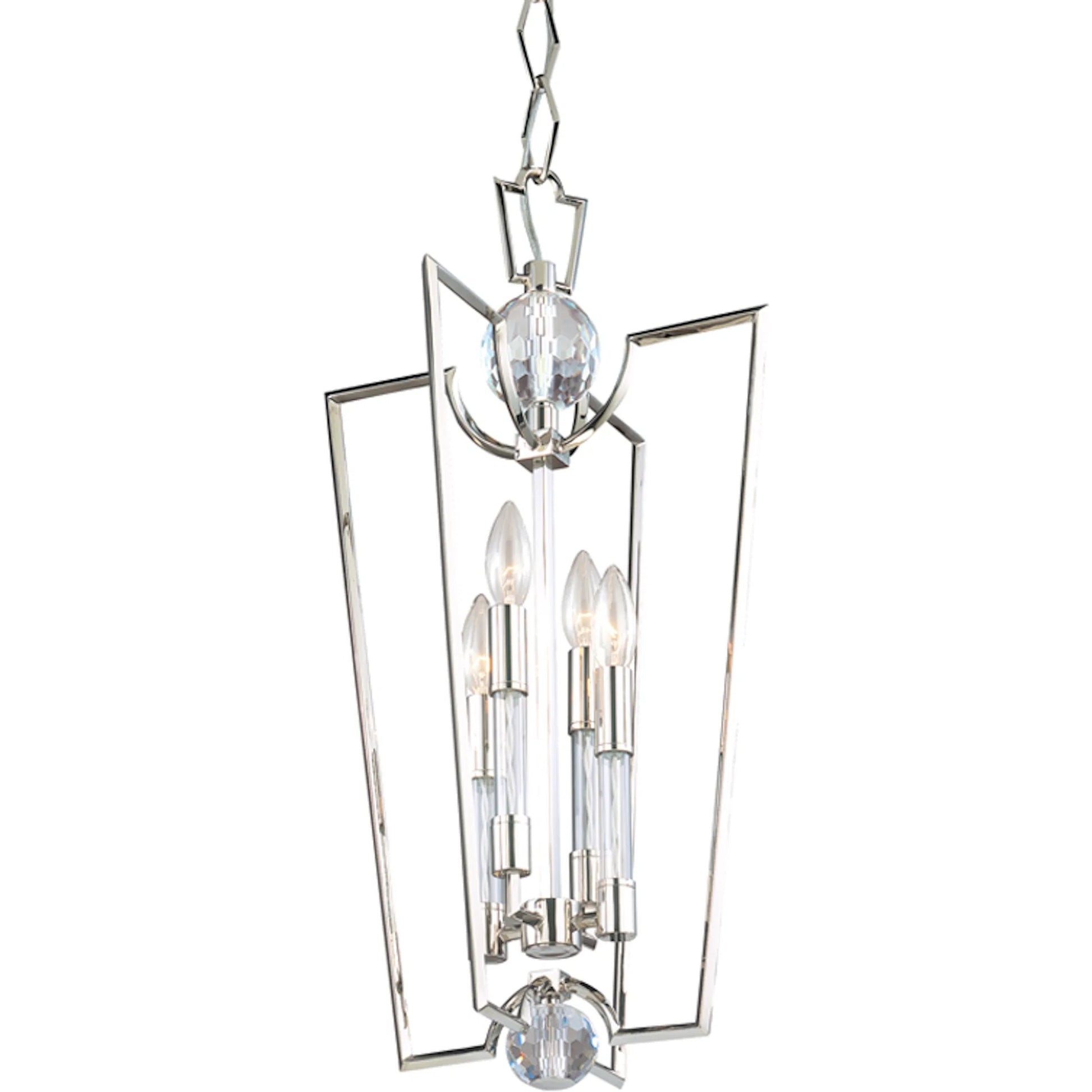 Waterloo Pendant by Hudson Valley in polished nickel. Made from steel in a transitional style.