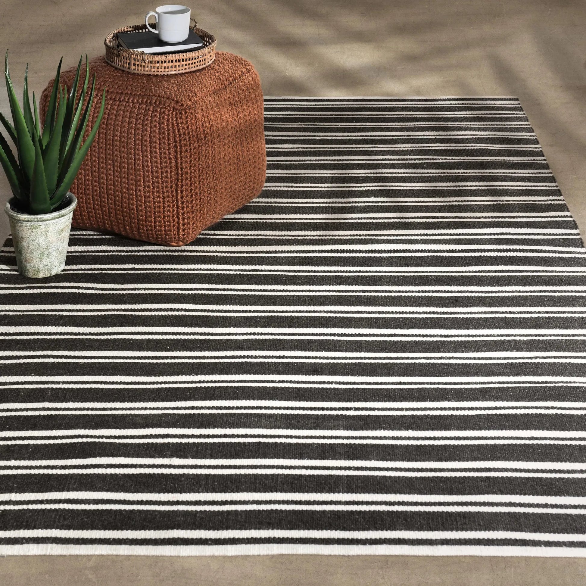 Palma Stripe Fabric Rug by Villa by Classic Home. Made from 100% pet yarn in a unique style.