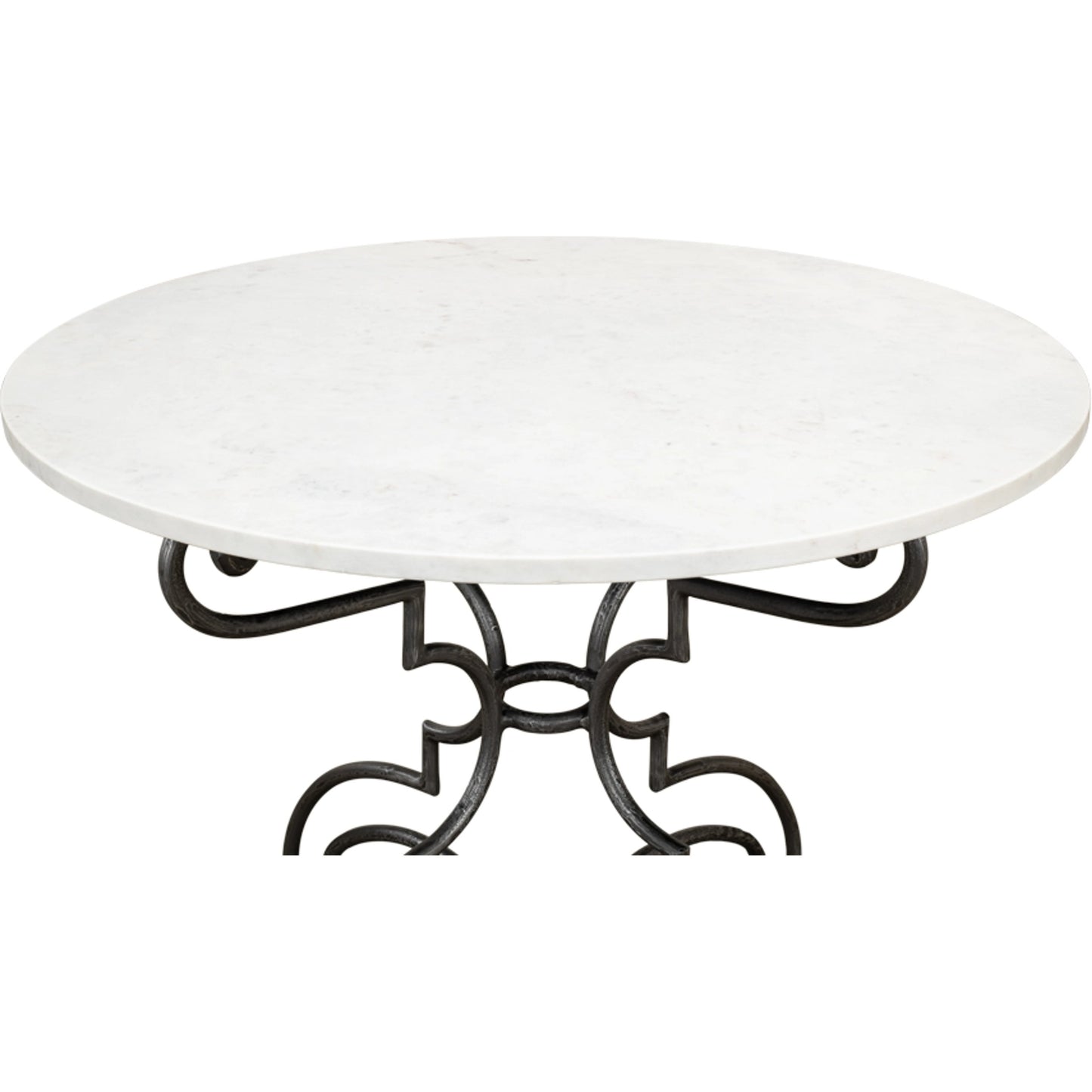 005 S-242986 | Closeup | The French Iron, Marble Table by Sarreid Ltd. in black, ivory and iron old iron finish. Made from marble, iron in a traditional style.