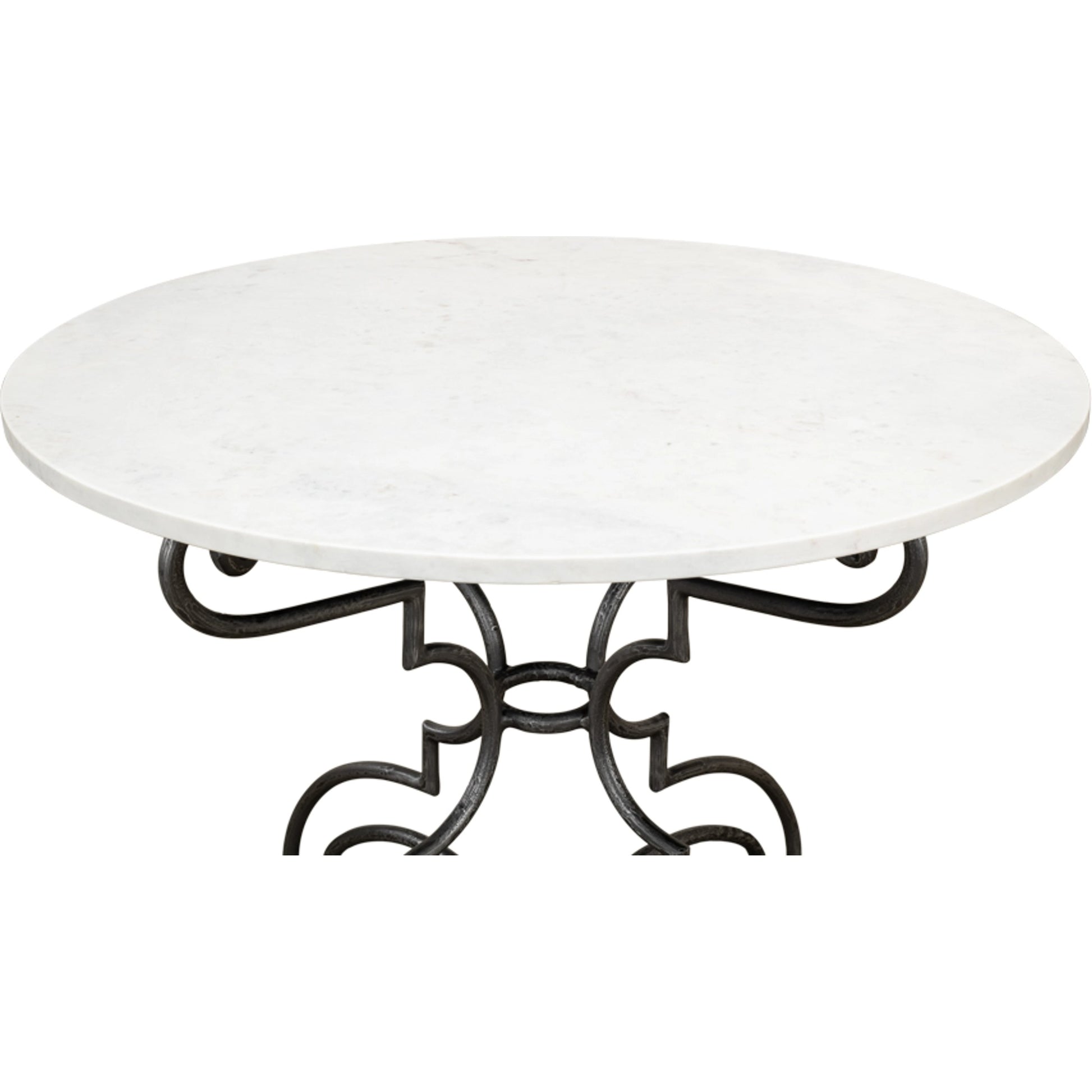 The French Iron, Marble Table by Sarreid Ltd. in black, ivory and iron old iron finish. Made from marble, iron in a traditional style.