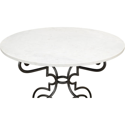 The French Iron, Marble Table by Sarreid Ltd. in black, ivory and iron old iron finish. Made from marble, iron in a traditional style.