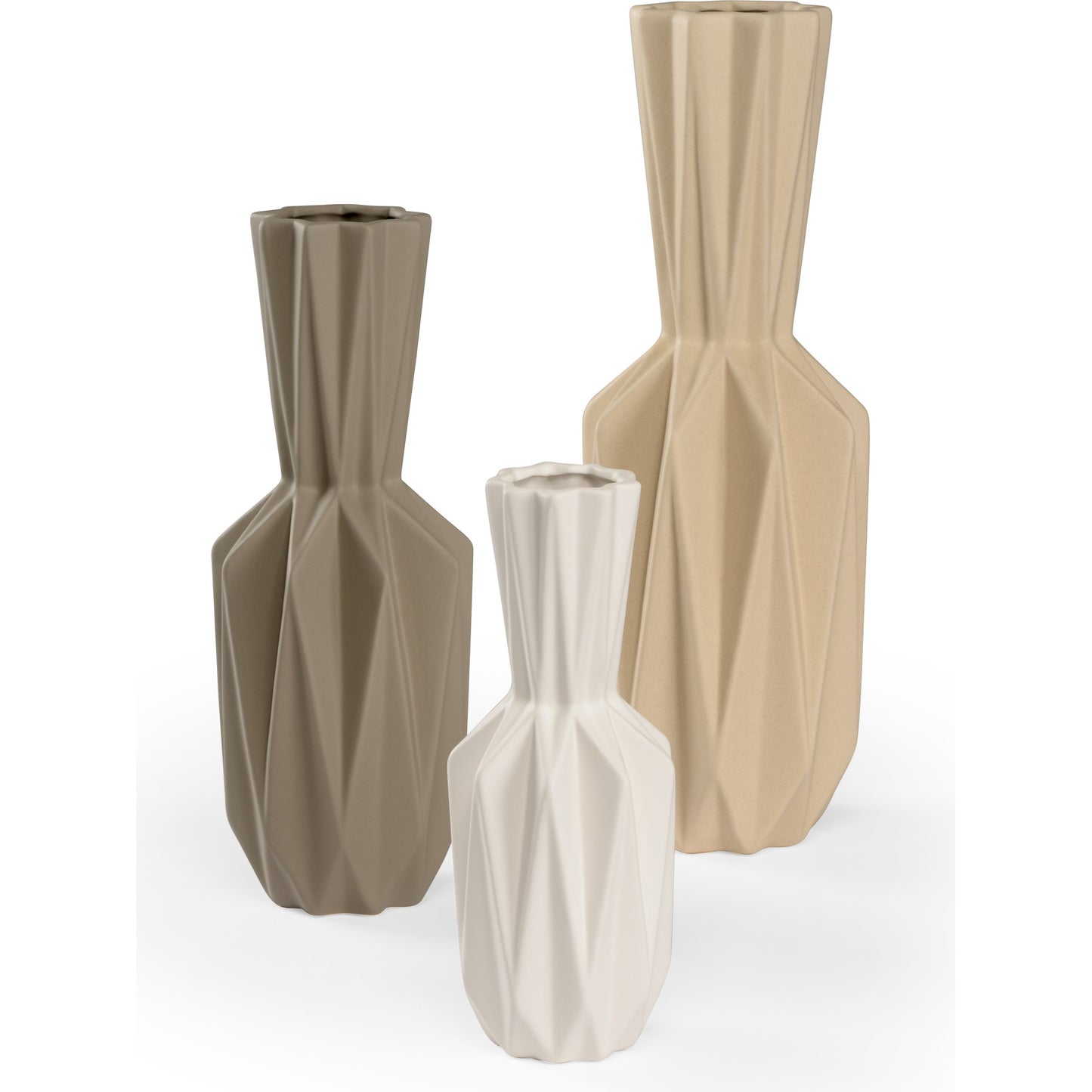 001 SR-385804 | Primary Silo | Lerdorf Vases by Wildwood in white, charcoal, tan glaze. Made from ceramic in a modern style.