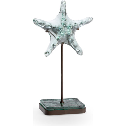 Starfish on Stand by Wildwood in recycled green, rust. Made from glass, iron in a coastal style.