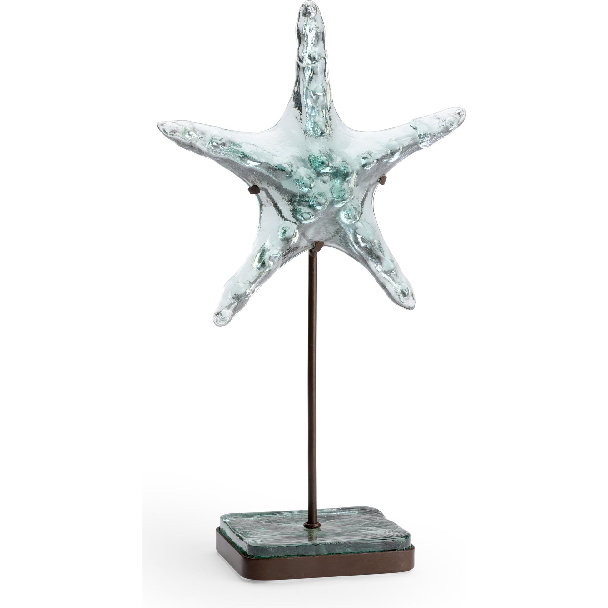 Starfish on Stand by Wildwood in recycled green, rust. Made from glass, iron in a coastal style.