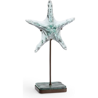 Starfish on Stand by Wildwood in recycled green, rust. Made from glass, iron in a coastal style.