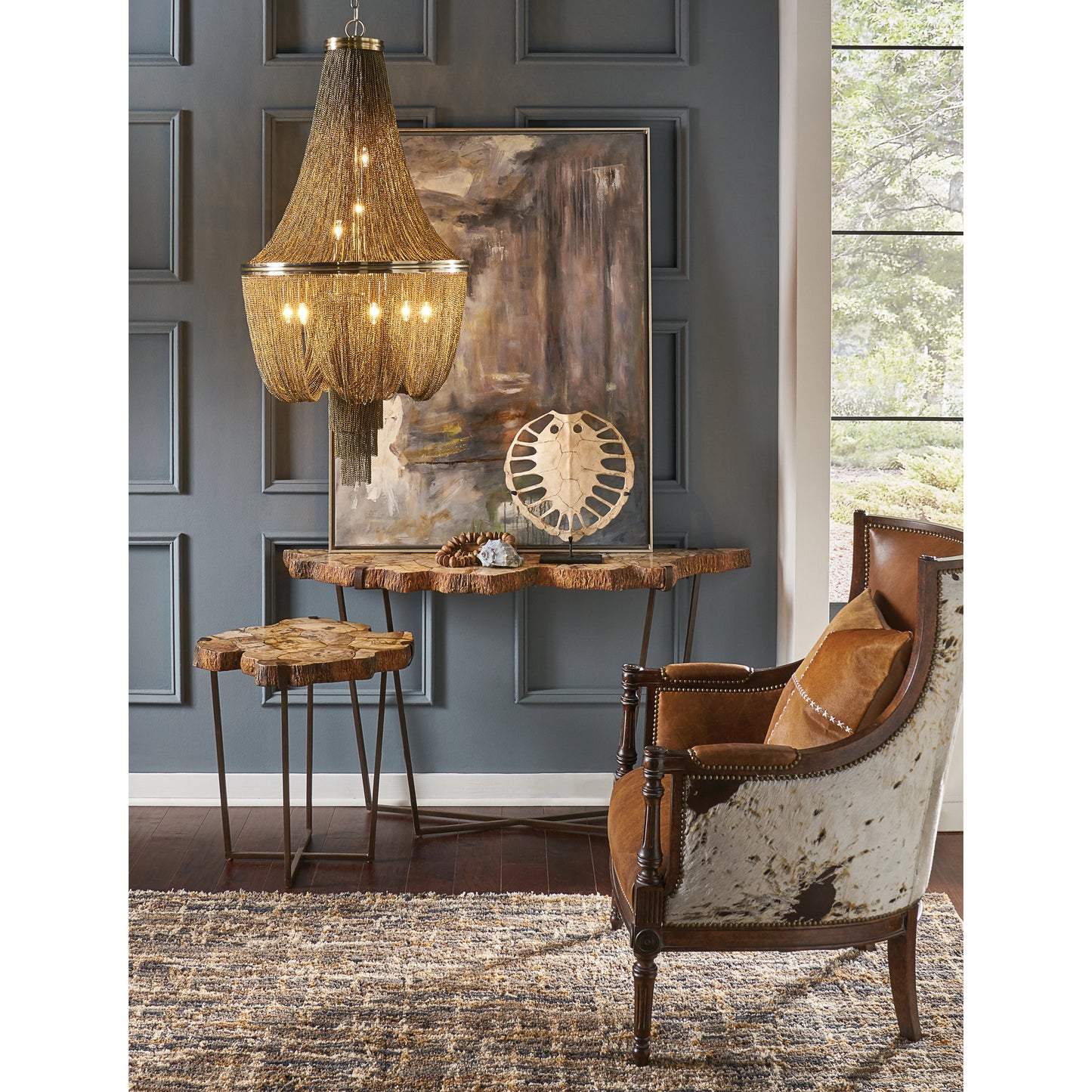 003 SR-386489 | Lifestyle | Sulcata Turtle by Wildwood in aged whitewash, black. Made from composite in a eclectic & global style.