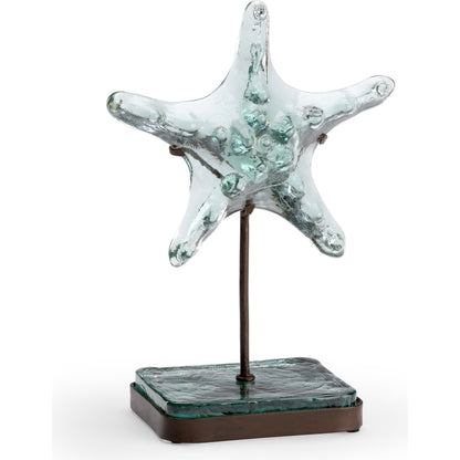 Starfish on Stand by Wildwood in recycled green, rust. Made from glass, iron in a coastal style.