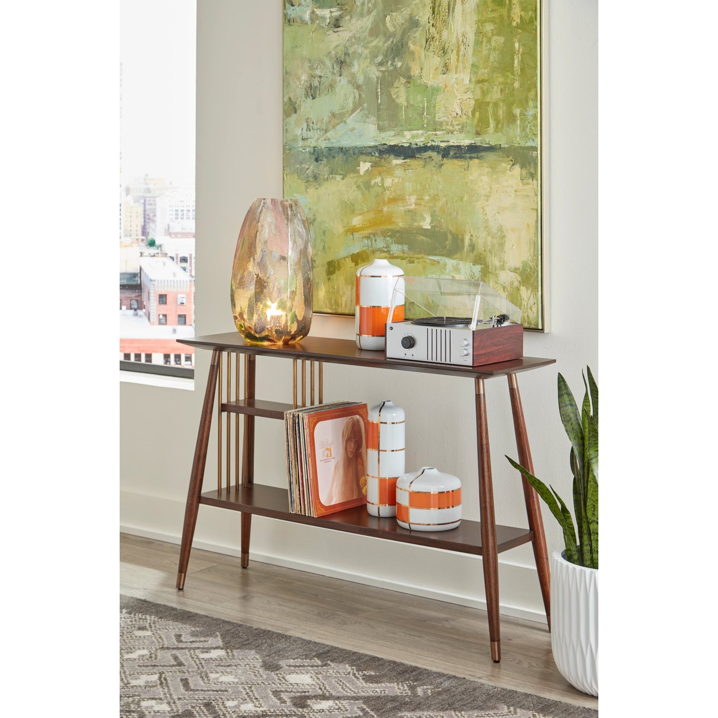 003 SR-782767 | Lifestyle | Massaro Canisters by Wildwood in orange decal, gold, white glaze. Made from ceramic in a eclectic & global style.