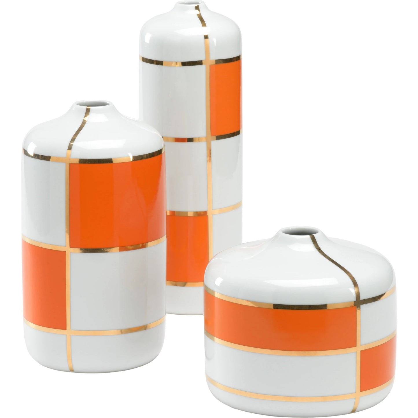 001 SR-782767 | Primary Silo | Massaro Canisters by Wildwood in orange decal, gold, white glaze. Made from ceramic in a eclectic & global style.