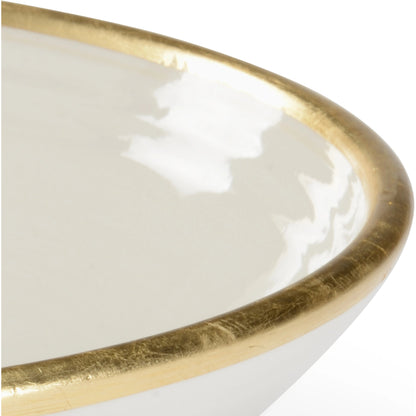 Melchio Bowl by Wildwood in white, gold. Made from ceramic in a transitional style.