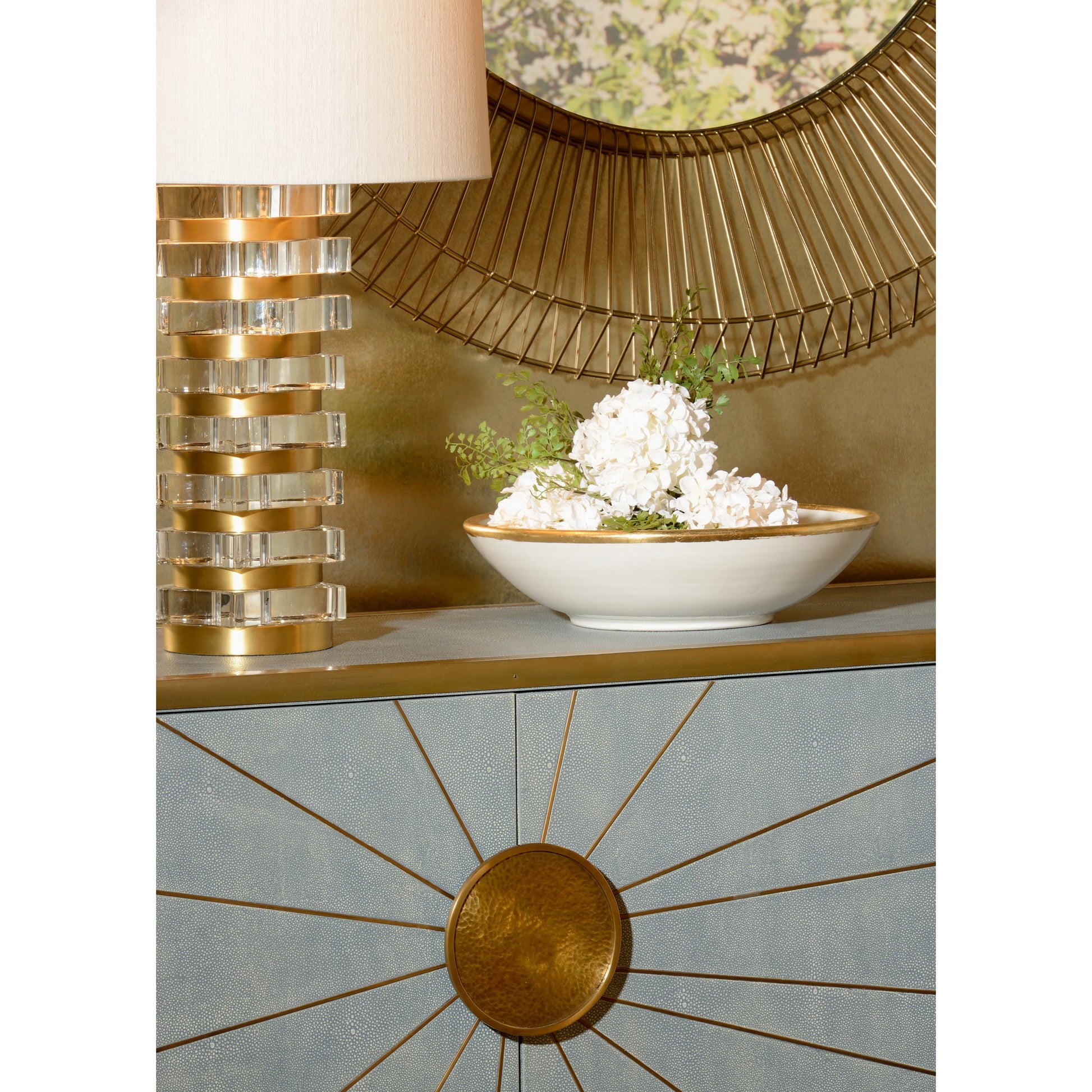 Melchio Bowl by Wildwood in white, gold. Made from ceramic in a transitional style.
