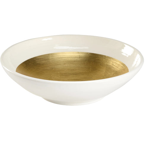 Ritrovo Bowl by Wildwood in cream glaze, gold leaf. Made from ceramic in a modern style.