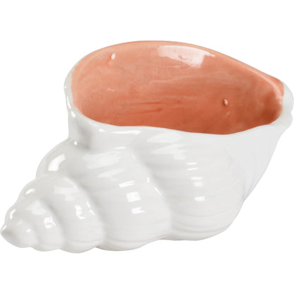 Marco Shell by Wildwood in white, coral glaze. Made from ceramic in a coastal style.