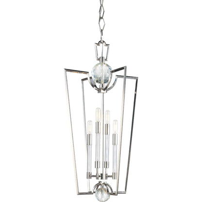 Waterloo Pendant by Hudson Valley in polished nickel. Made from steel in a transitional style.