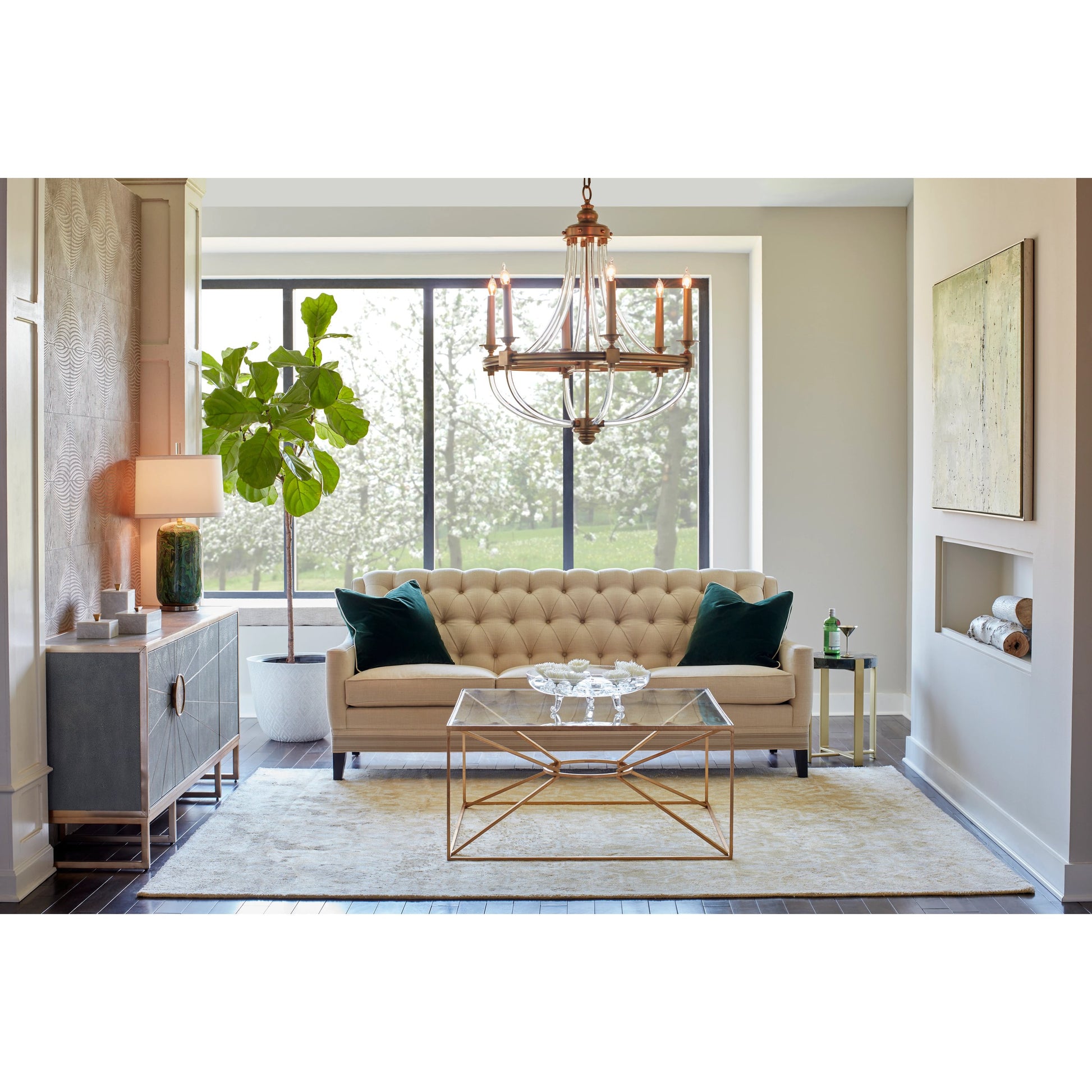 Rectangle Merle Box by Wildwood in natural white, metallic gold. Made from marble, metal in a transitional style.