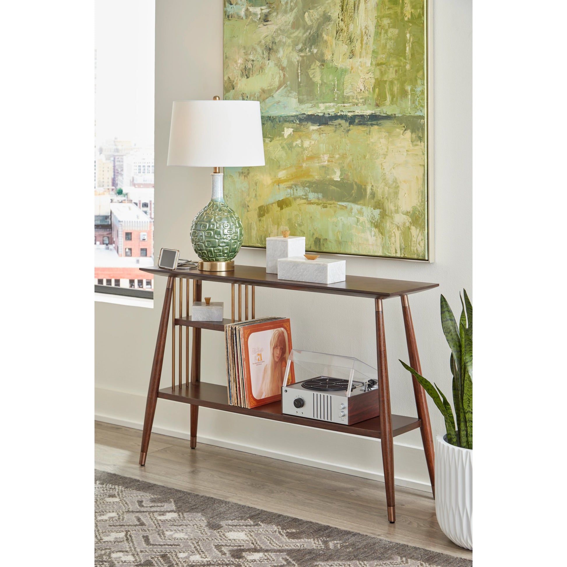 Rectangle Merle Box by Wildwood in natural white, metallic gold. Made from marble, metal in a transitional style.