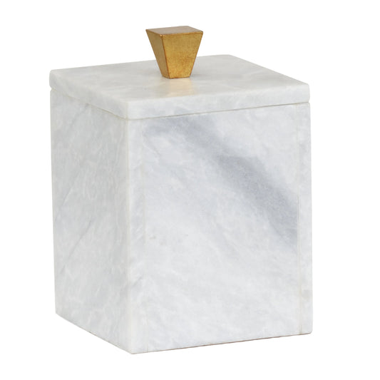 Tall Merle Square Box by Wildwood in white, gray, gold. Made from marble, metal in a eclectic & global style.