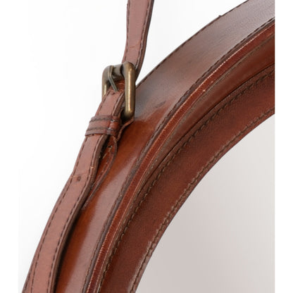 Taner Mirror by Wildwood in cognac, clear, plain. Made from leather, mirror in a rustic style.
