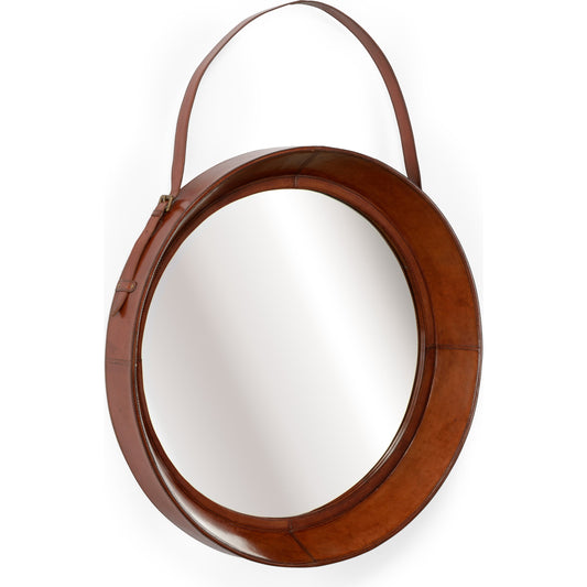 Taner Mirror by Wildwood in brown. Made from leather, mirror in a rustic style.