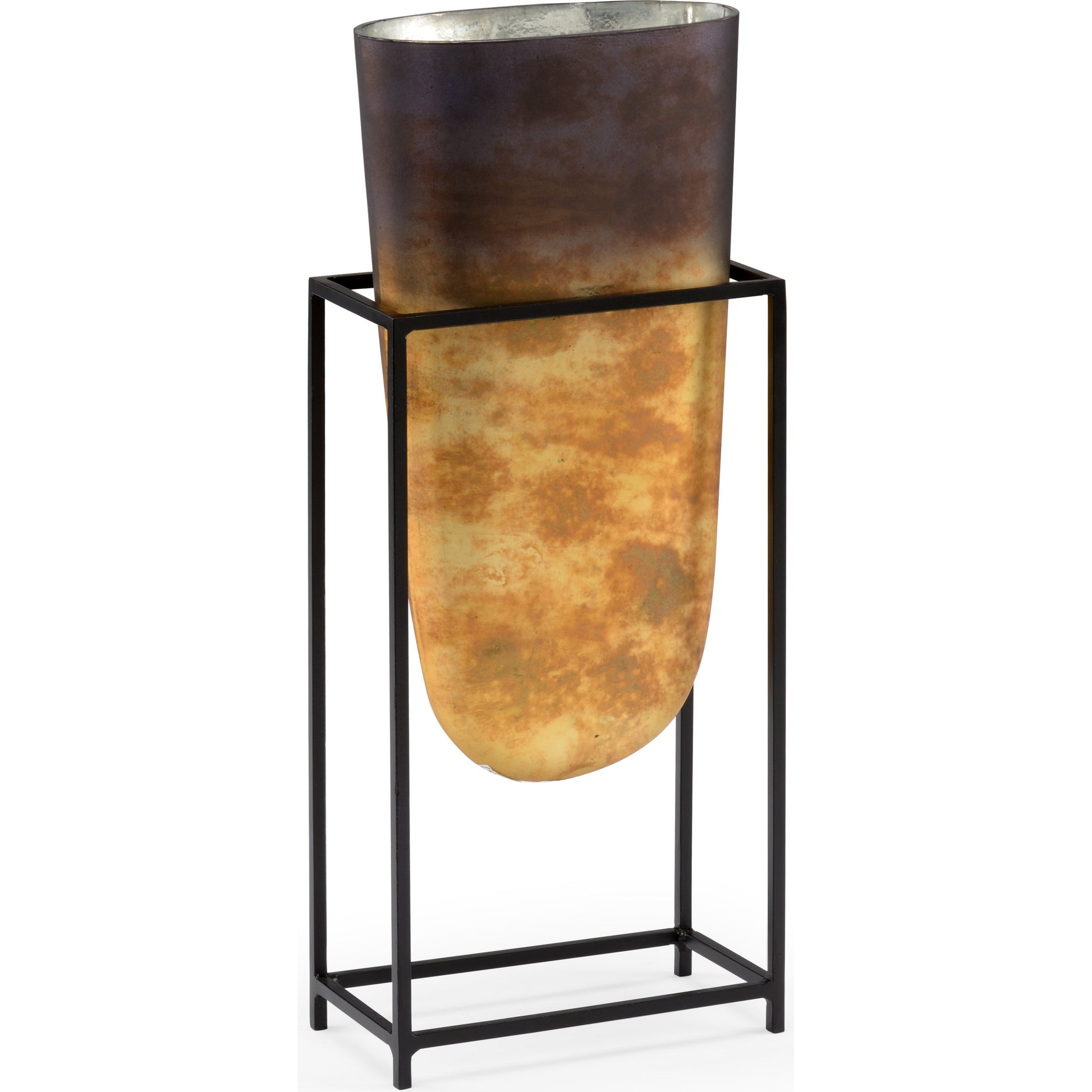 Ouray Glass Vase by Wildwood in sunset ombre, black. Made from glass, iron in a eclectic & global style.