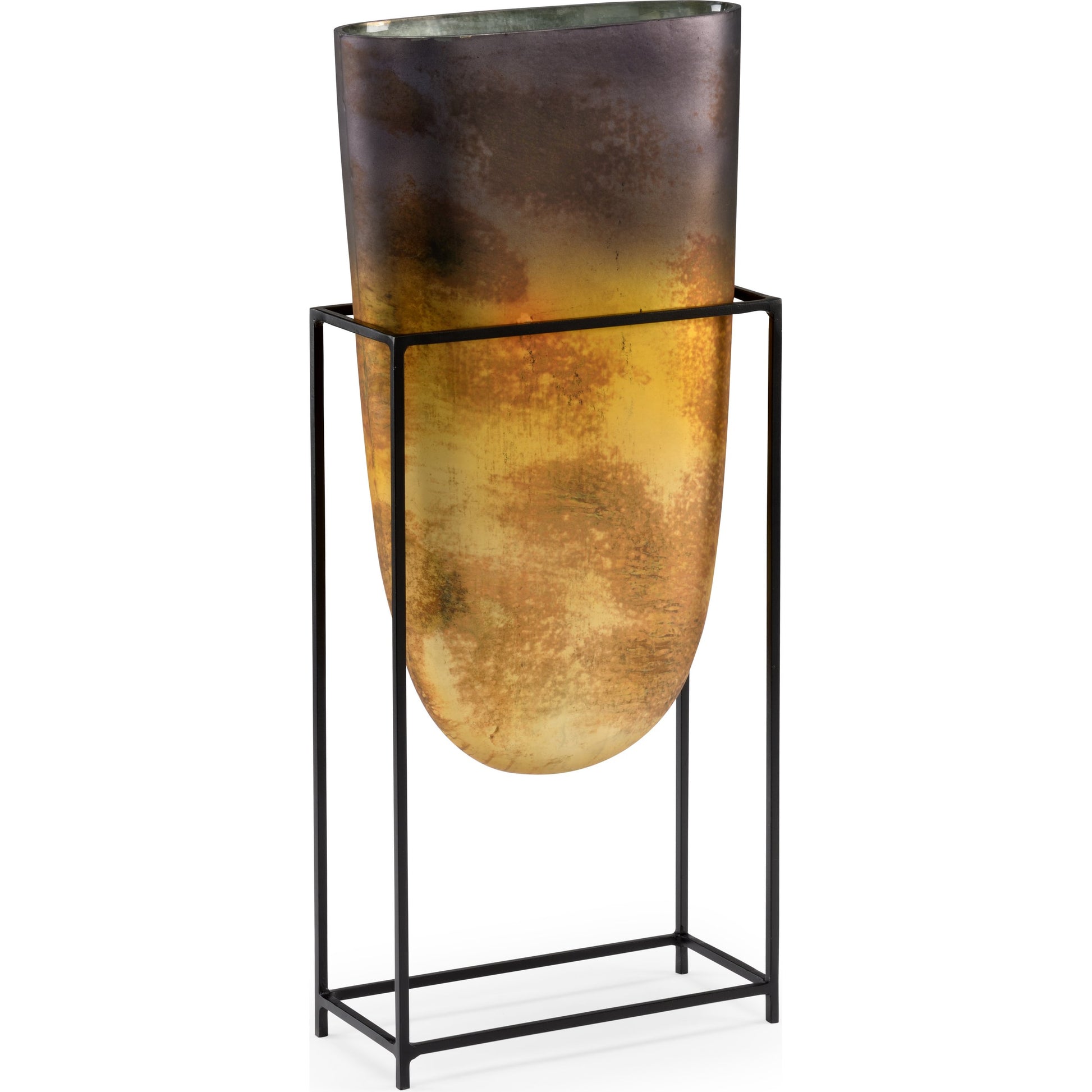 Arvada Vase by Wildwood in sunset ombre, black. Made from glass, iron in a eclectic & global style.