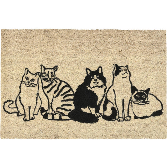 Kitty Crew Doormat by Villa by Classic Home in sand. Made from 100% coir in a unique style.