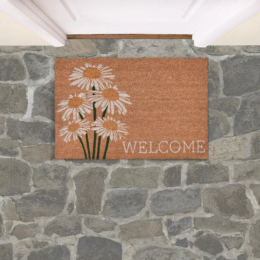 Daisy Welcome Doormat by Villa by Classic Home in natural. Made from 100% coir in a unique style.