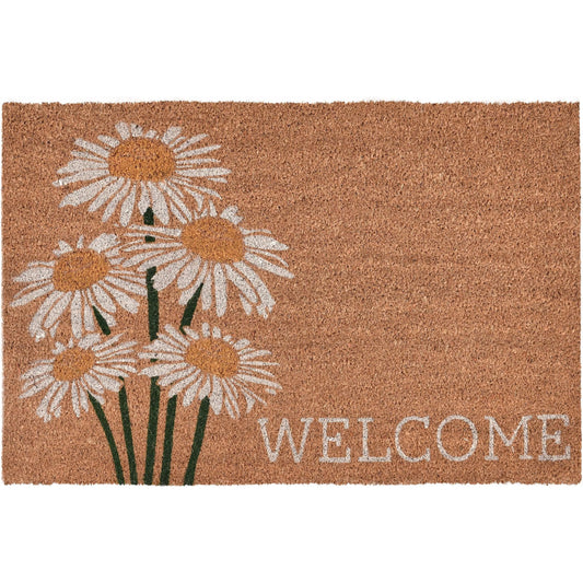 Daisy Welcome Doormat by Villa by Classic Home in natural. Made from 100% coir in a unique style.