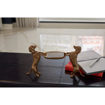 Brass Dachshund by Wildwood in antique. Made from brass in a traditional style.