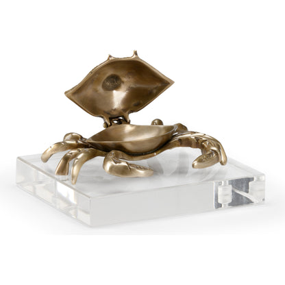 Crab Brass by Wildwood in antique, clear. Made from brass, acrylic in a coastal style.