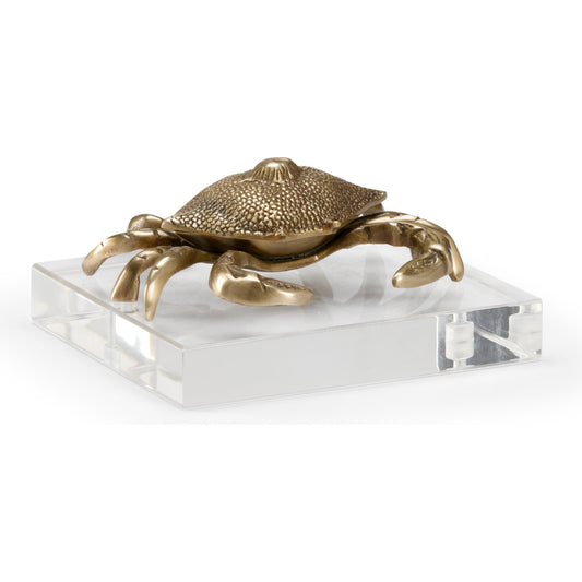 Crab Brass by Wildwood in gold. Made from brass, acrylic in a coastal style.